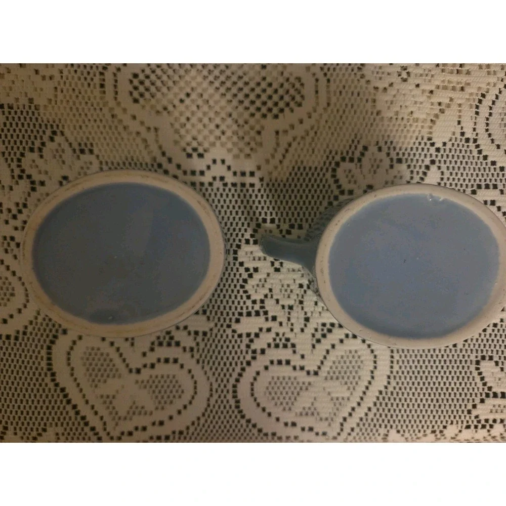 Vintage Colonial Blue Creamer & Covered Sugar Bowl Set Farmhouse Cottagecore